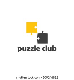 Puzzle club logo design vector template