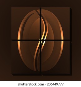 Puzzle coffee grain with long shadow