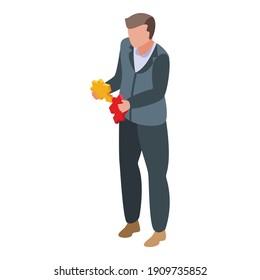 Puzzle collaboration icon. Isometric of puzzle collaboration vector icon for web design isolated on white background