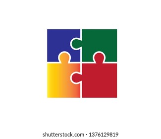 Puzzle Color Tech Community Logo Design - Vector
