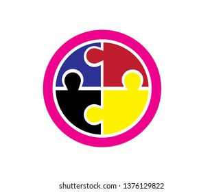 Puzzle Color Tech Community Logo Design - Vector
