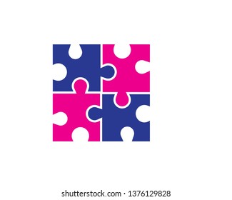 Puzzle Color Tech Community Logo Design - Vector
