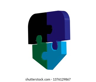 Puzzle Color Tech Community Logo Design - Vector
