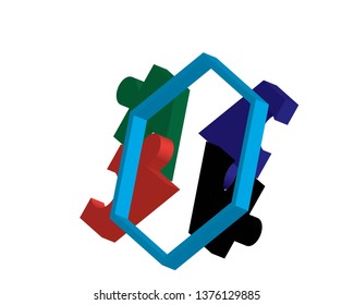Puzzle Color Tech Community Logo Design - Vector
