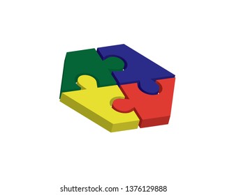 Puzzle Color Tech Community Logo Design - Vector
