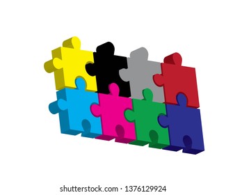 Puzzle Color Tech Community Logo Design - Vector
