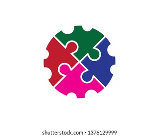 Puzzle Color Tech Community Logo Design - Vector
