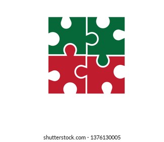 Puzzle Color Tech Community Logo Design - Vector
