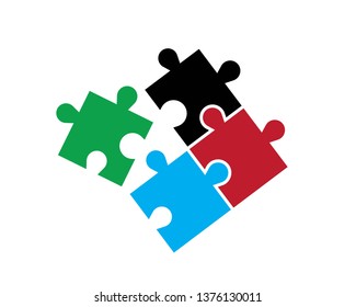 Puzzle Color Tech Community Logo Design - Vector
