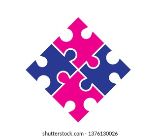 Puzzle Color Tech Community Logo Design - Vector
