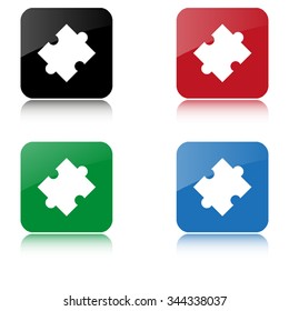 puzzle  - color vector icon  with shadow