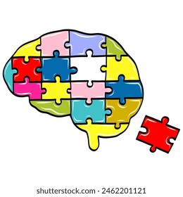 Puzzle Colorful Brain Shaped Vector Illustration