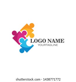 Puzzle And Community Social Network Logo Icon Illustration Vector