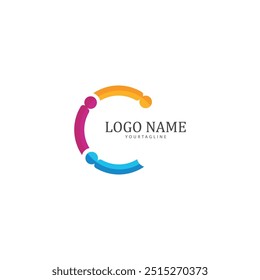 puzzle and community social network logo icon illustration vector