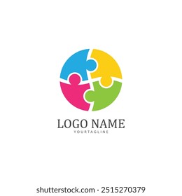 puzzle and community social network logo icon illustration vector