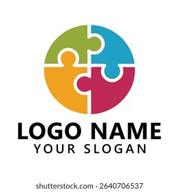 Puzzle and community social network logo icon illustration vecto