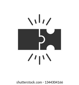 Puzzle compatible icon in flat style. Jigsaw agreement vector illustration on white isolated background. Cooperation solution business concept.