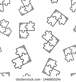 Puzzle compatible icon seamless pattern background. Jigsaw agreement vector illustration on white isolated background. Cooperation solution business concept.