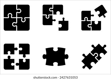 Puzzle-kompatibler Symbolsatz. Jigsaw Vereinbarung Vektor-Illustration auf weißem isolierten Hintergrund.