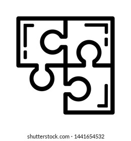 Puzzle compatible icon vector. Jigsaw agreement illustration. Cooperation solution logo.