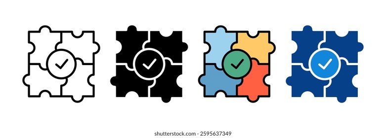 Puzzle Completion Icon Set Multiple Style Collection