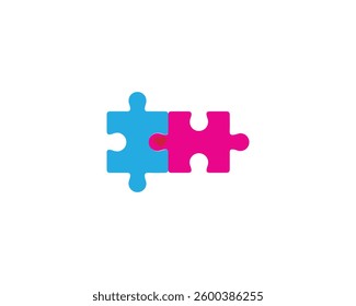 Puzzle concept with blue and pink jigsaw pieces icons design. Connect, couple, creative, design, emotion, family, icon, marriage,  partnership, symbol and vector