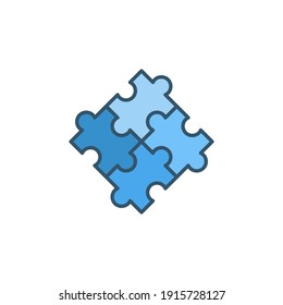 Puzzle concept colored modern vector blue icon or symbol