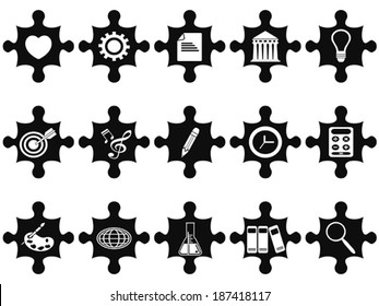 puzzle concept icons set
