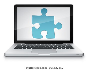 Concepto de rompecabezas. Medio de información sobre fondo de gradiente gris. Vector.
