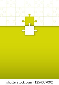 Puzzle concept jigsaw puzzle on vertical green background idea concept