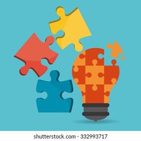 Puzzle concept with jigsaw pieces  design, vector illustration 10 eps graphic.