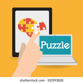 Puzzle concept with jigsaw pieces  design, vector illustration 10 eps graphic.
