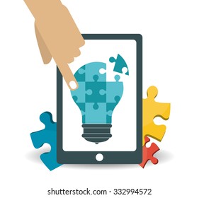 Puzzle concept with jigsaw pieces  design, vector illustration 10 eps graphic.