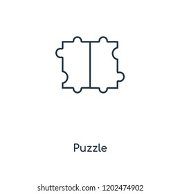 Puzzle concept line icon. Linear Puzzle concept outline symbol design. This simple element illustration can be used for web and mobile UI/UX.