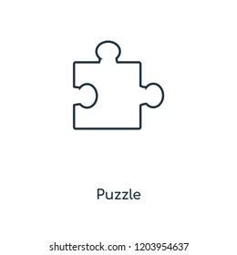 Puzzle concept line icon. Linear Puzzle concept outline symbol design. This simple element illustration can be used for web and mobile UI/UX.