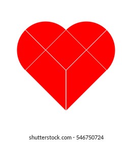 Puzzle connect as red heart shape background (Concept for love, valentine day)
