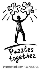 Puzzle connected -vector illustration isolated on white