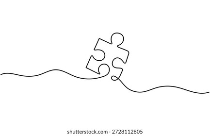  Puzzle durchgehende Linie Symbol Zeichnungsvektor. Ein zeiliges Symbol, Vektorhintergrund. Symbol für Teamarbeit