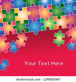 Puzzle cover frame - colorful vector illustration.  Beautiful abstract decor for design art of background with place for text.