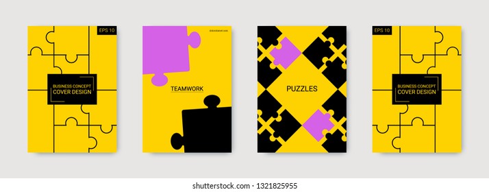 Puzzle Covers. Team Connection Idea. Office Template. Layout In A4 Size. Abstract Rectangle Puzzle Background. Annual Report Cover. Stylish Flyer. Industrial Engineering Background Design.