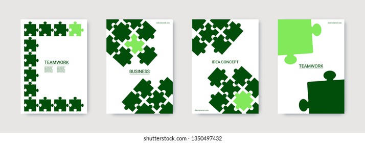 Puzzle covers. Team connection idea. Office template. Layout in A4 size. Banner presentation. Annual report cover. Stylish flyer. Industrial engineering background design.