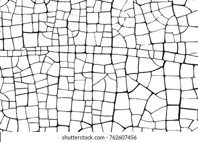 puzzle The cracks texture white and black. Vector background.Old paint