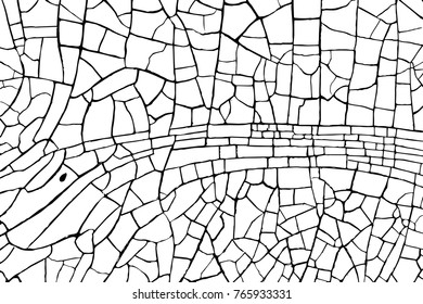 puzzle The cracks texture white and black. Vector background.Old paint
