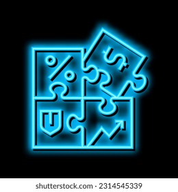 puzzle for create business neon light sign vector. puzzle for create business illustration
