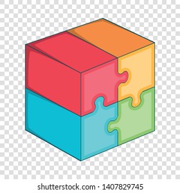 Puzzle cube icon. Cartoon illustration of puzzle cube vector icon for web