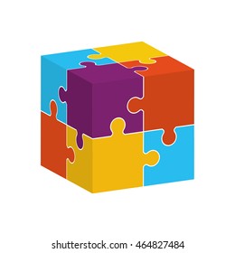 puzzle cube jigsaw game figure icon. Isolated and flat illustration. Vector graphic