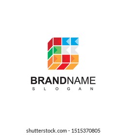 Puzzle Cube Logo Design Template, Education Toys Symbol
