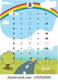 puzzle Daily Work-Outs - Building Mental Computation Skills Mathematical table for kids 
Times tables chart with happy children in Vector