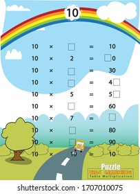 puzzle Daily Work-Outs - Building Mental Computation Skills Mathematical table for kids 
Times tables chart with happy children in Vector