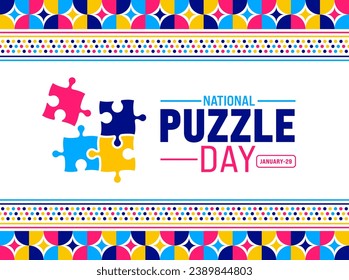 Puzzle Day background design template use to background, banner, placard, card, book cover, and poster design template with text inscription and standard color. vector illustration.